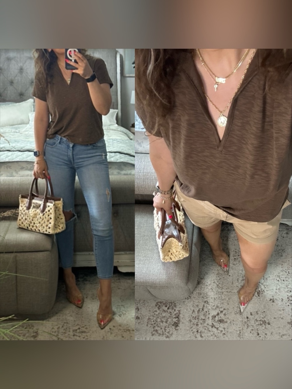 LAST ONE🩷New🩷 Chocolate Brown Collared V-Neck Top